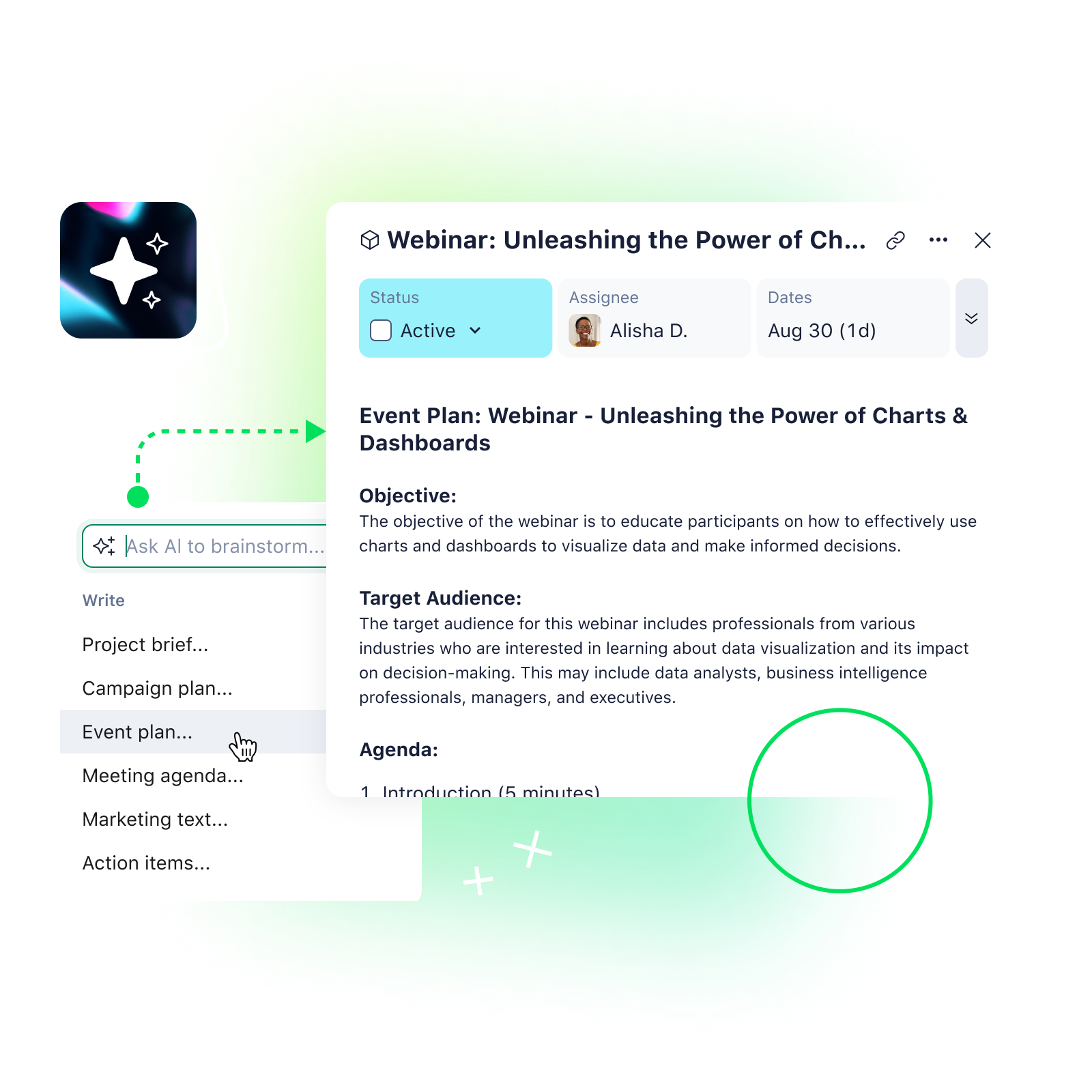 <p>Increase productivity with <span class="underlined underlined--color-green">intuitive&nbsp;AI</span><br></p>