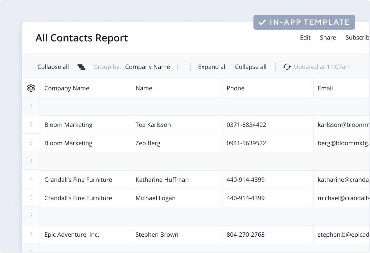 Client Contact List Template